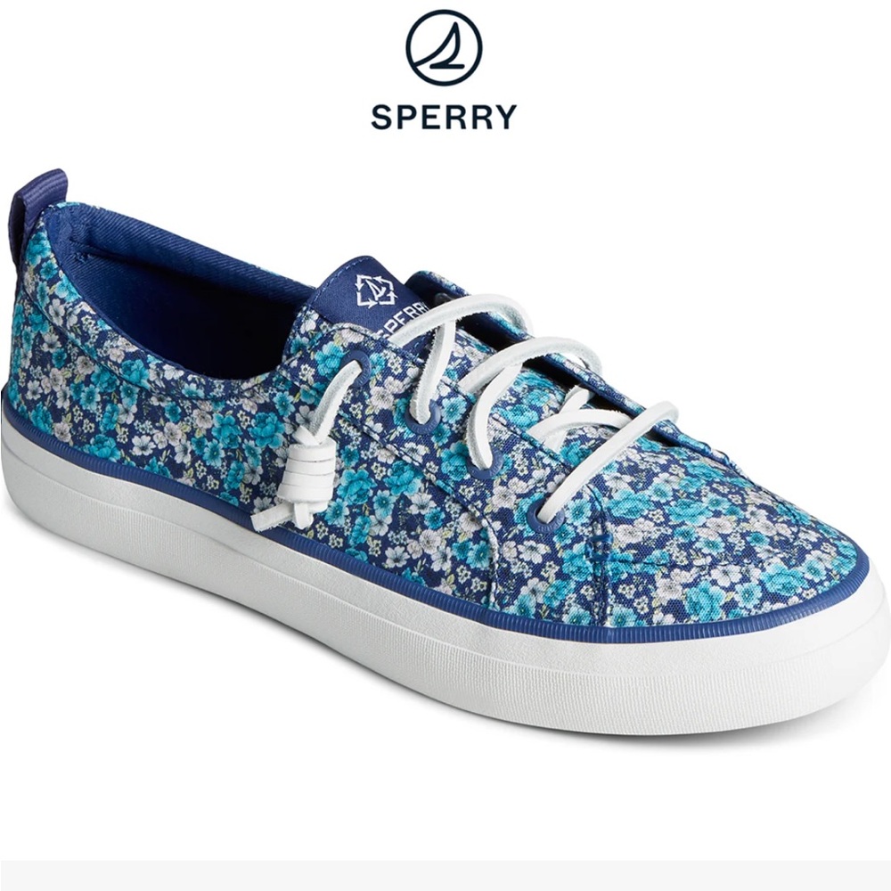 ☀️💦🦩 Women's SeaCycled™ Crest Vibe Floral Sneaker Navy (STS88680) Size 7